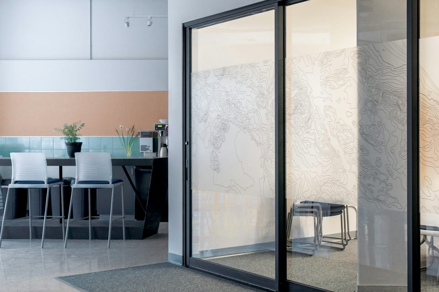 A glass commercial door installation