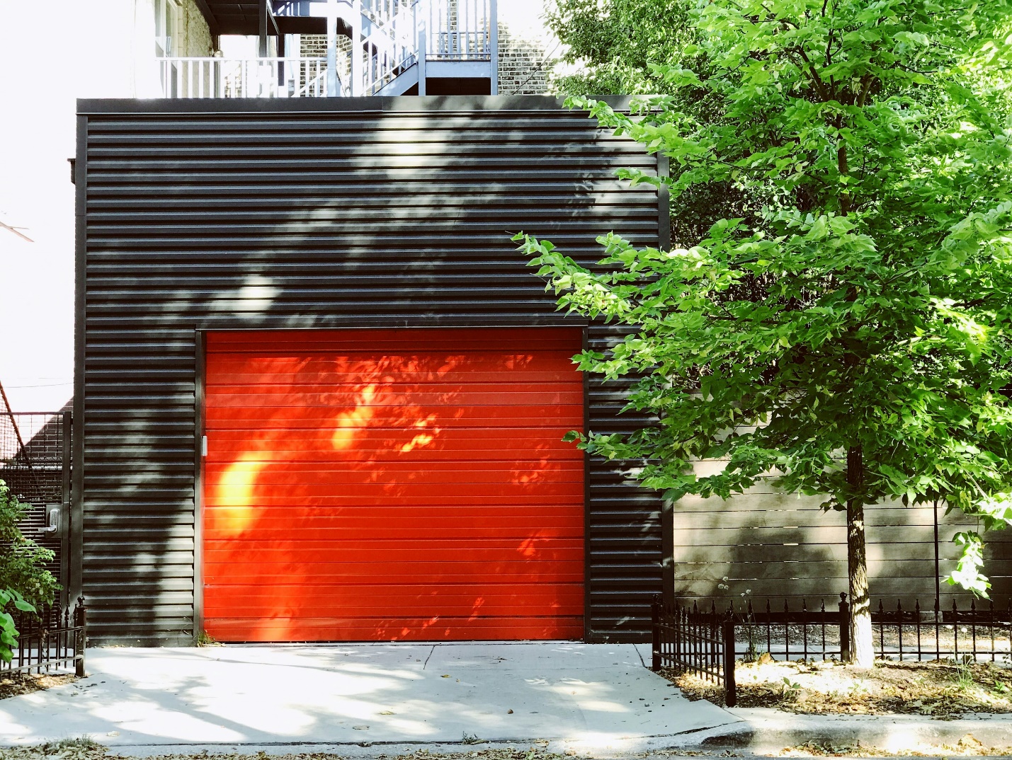 An orangegarage door installation