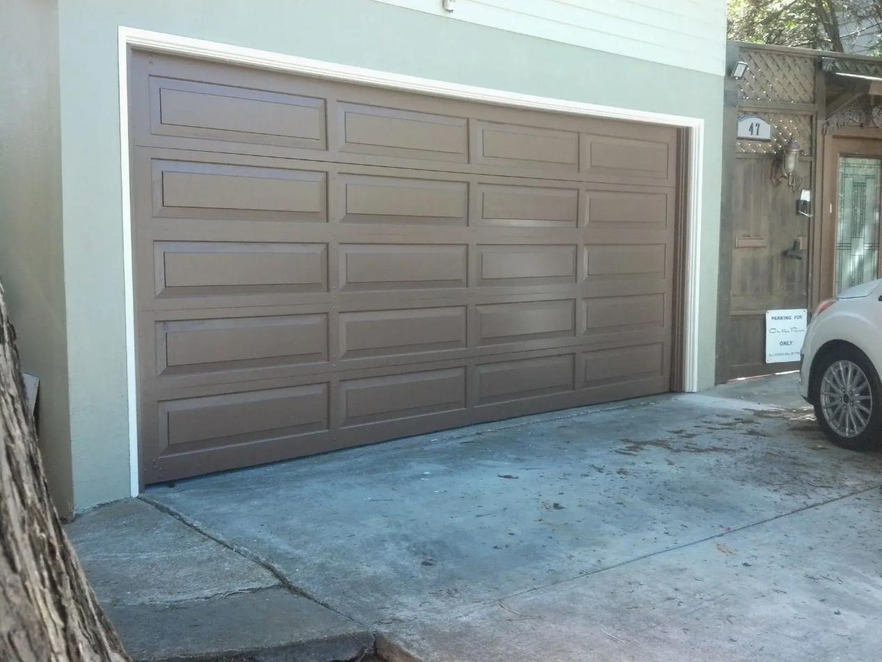 A brown garage door