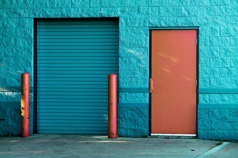 blue and orange doors