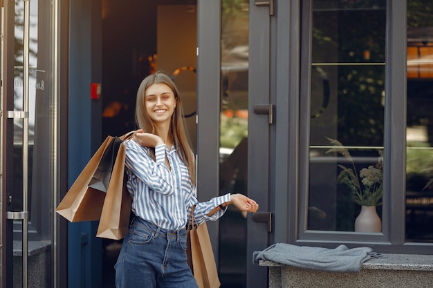 A happy customer entering a store